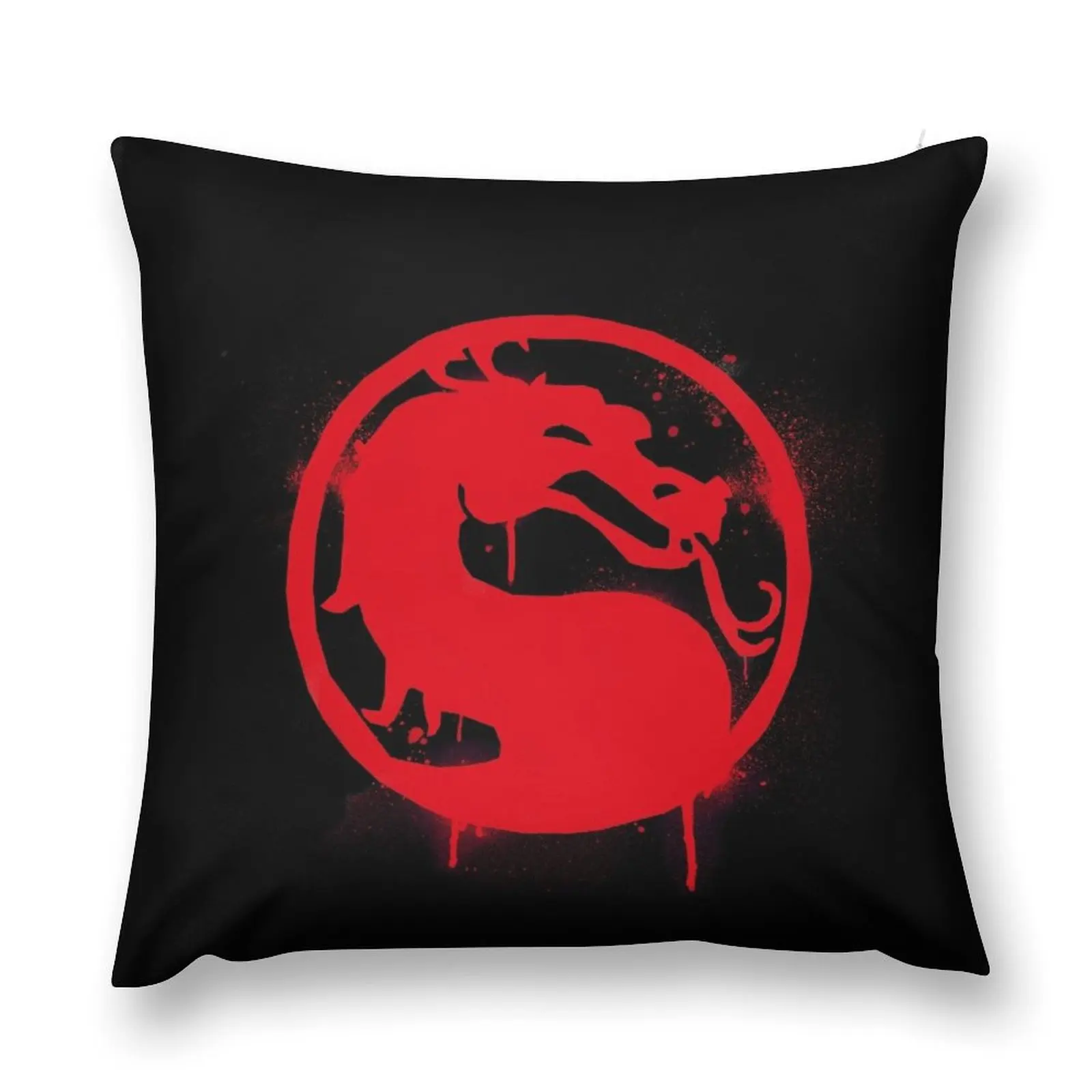 Mortal Kombat Splatter Grafitti Emblem Mortal Kombat 11 Logo Throw Pillow anime girl pillow