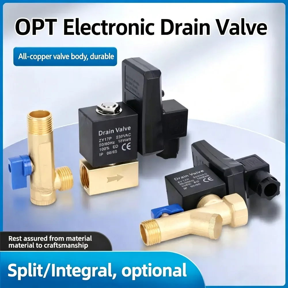 

Электронный дренажный клапан OPT для воздушного компрессора, автоматический, с таймером 220В, 1.6МПа, 4 минуты, 1 дюйм, интегрированный блок