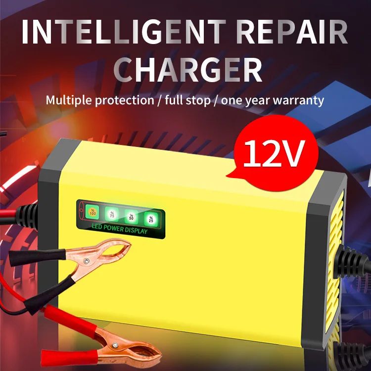 12V 2A Car Battery Charger 220V Power Puls Repair Charger Wet Dry Lead Acid Battery LED Display Moto Truck Battery Charger