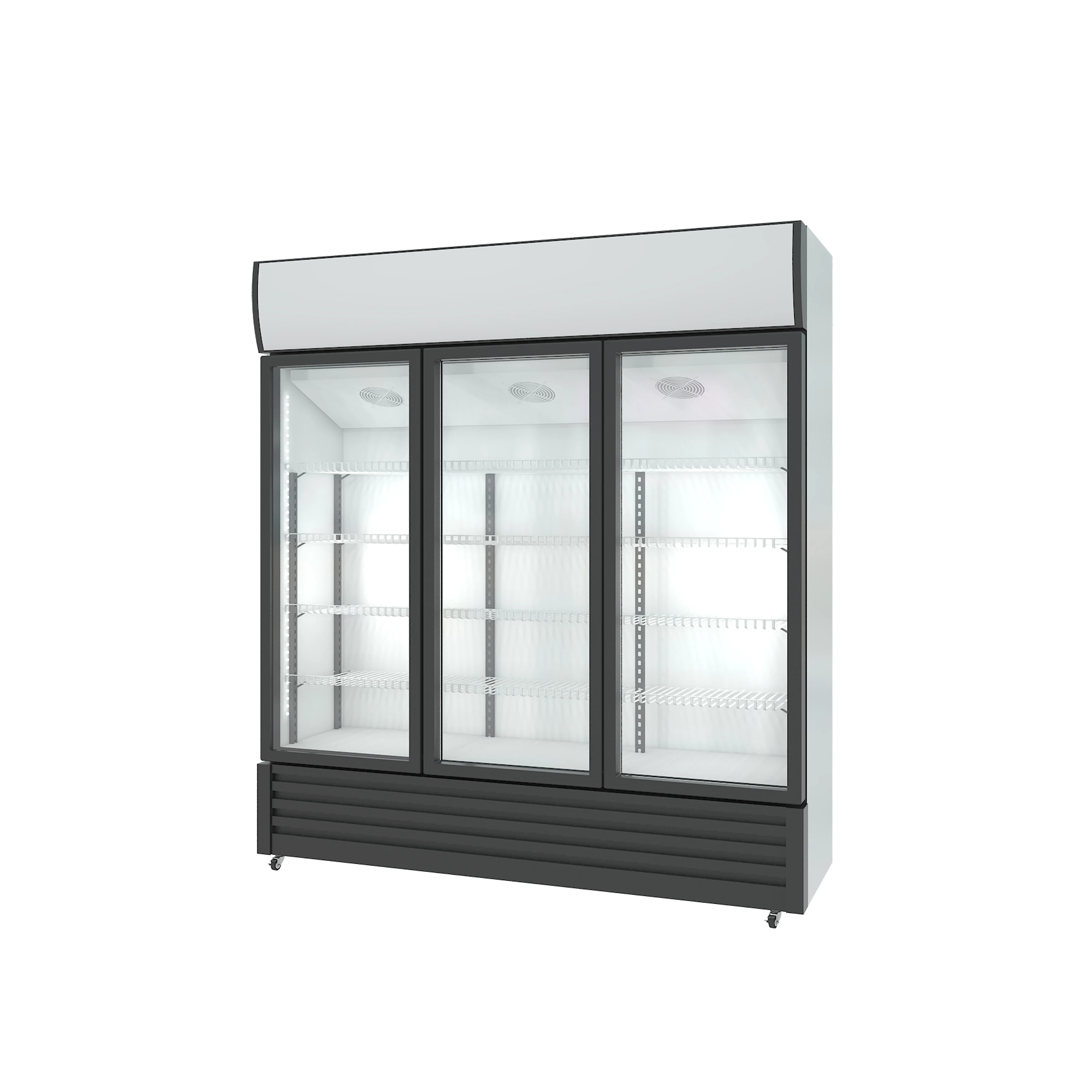 1000L Upright 3 Glass Door Refrigerator Air Cooling Commercial Beverage Cooler Supermarket Display Fridge CE Certification