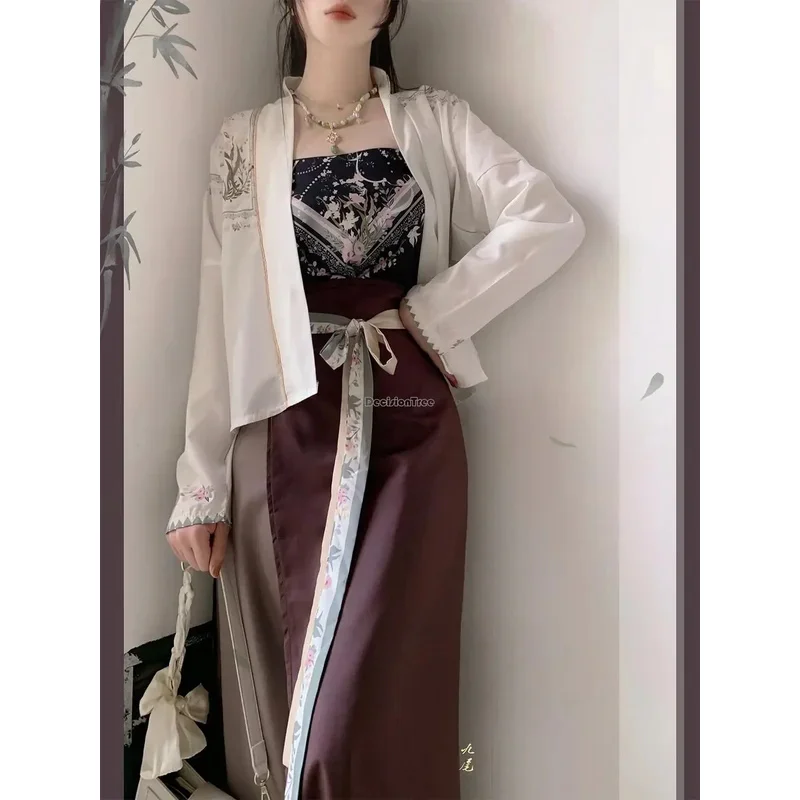 ملابس هانفو الصينية المحسنة لعام 2023 للسيدات طقم هانفو مكون من ثلاث قطع للربيع والصيف مطبوع يوميًا ريترو هانفو s380 #4