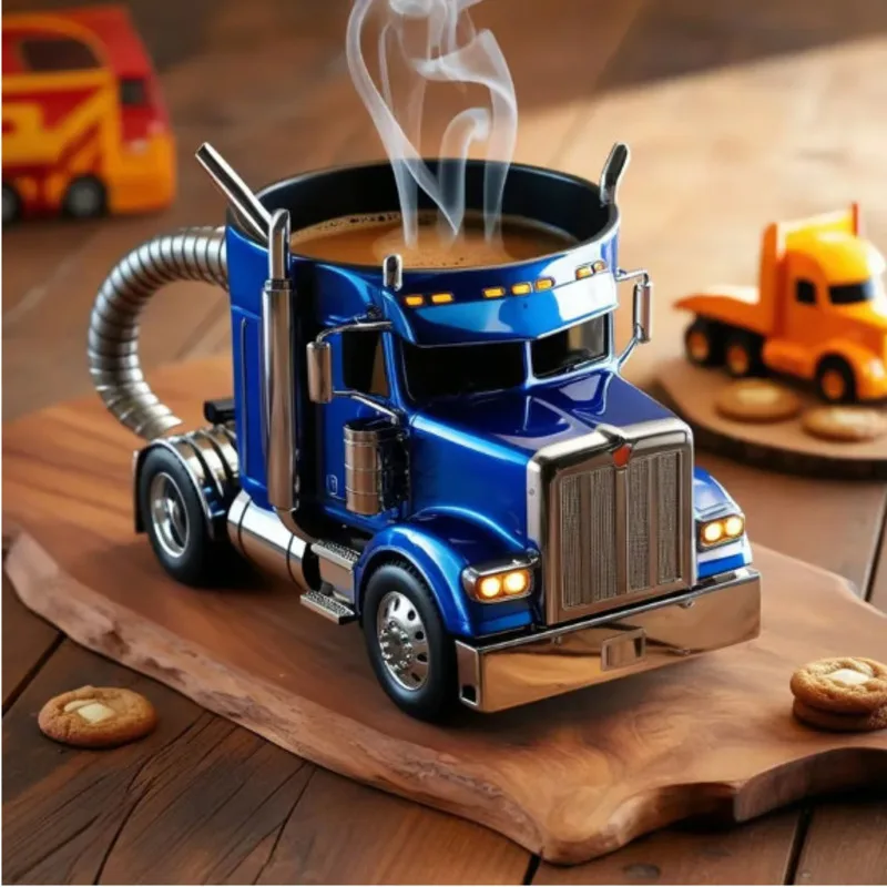 11oz Creative Semi-Truck Coffee Mugs Durable Truck Coffee Mug Semi-trailer Shaped Cup Semi-Truck Resin Coffee Mugs For Gift