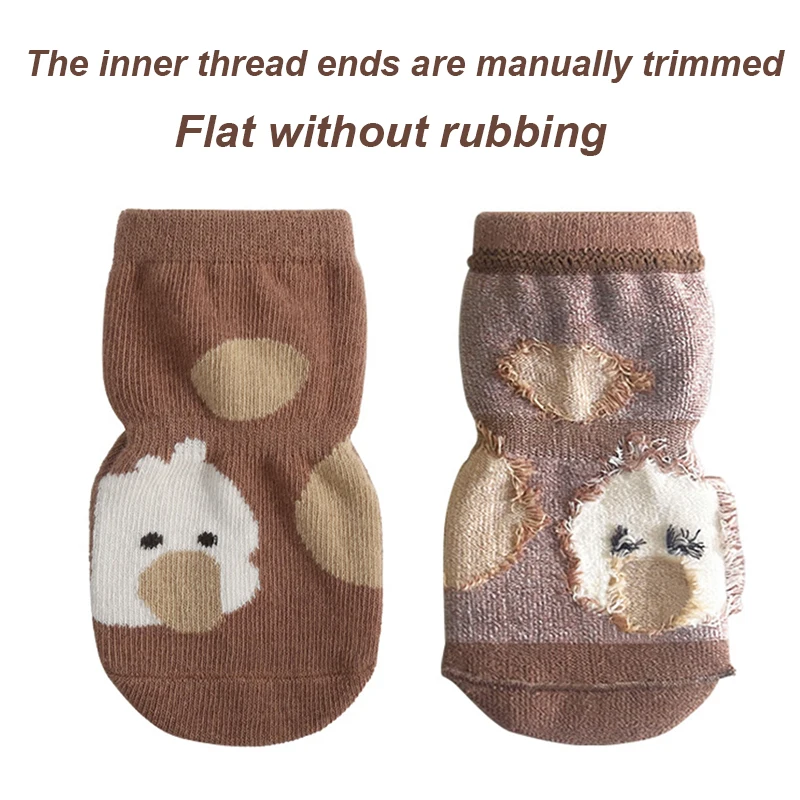 1 Pair Autumn Winter Kawaii Baby Tube Socks Babies Non-slip Floor Sock Cartoon Bear Duck Cotton Print Newborn Toddler Accessorie