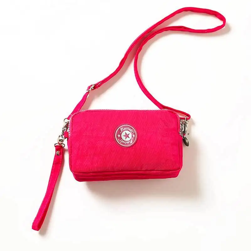 Line zipper change purse mobile phone purse messenger purse female mobile phone bag travel three-layer zipper purse