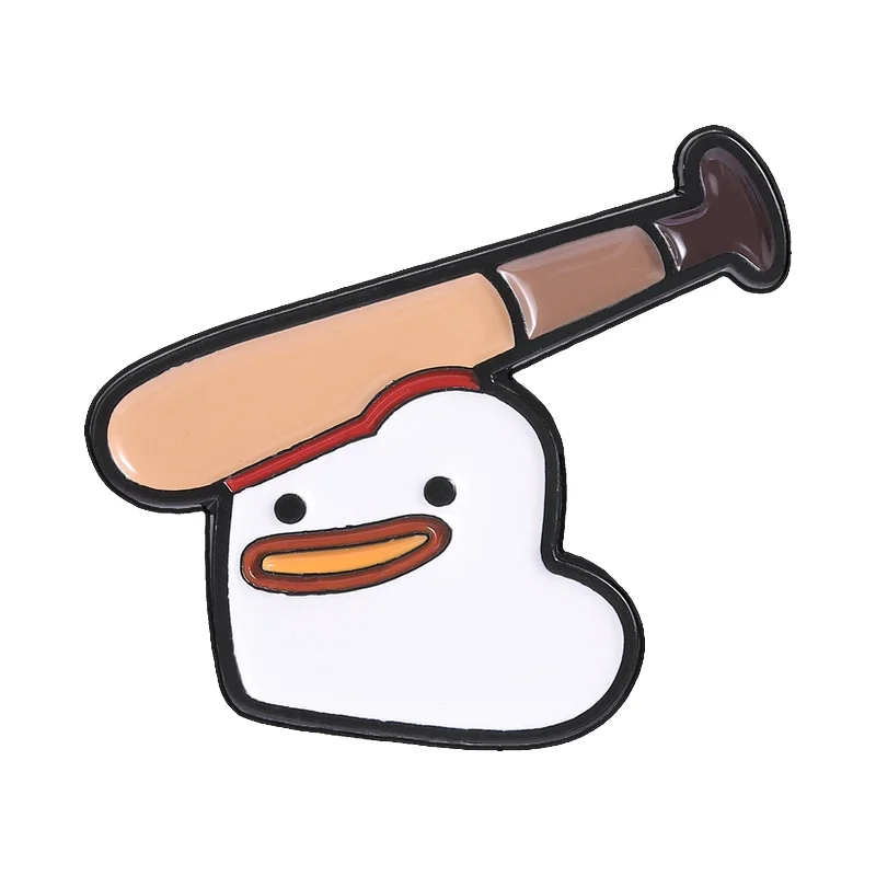

Cute Comedy Baseball Bat Duck Enamel Pin Funny Cartoon Baseball Bat Hitting Duck Brooch Bags Lapel Badge Jewelry Gift for Friend