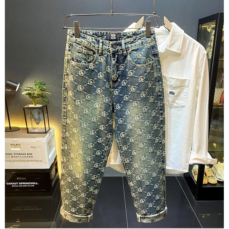 

Light Luxury Fashion Brand Autumn Winter 2024 New Jeans For Men And Women Loose Straight Leg Wide Leg High-End Denim Long Pants