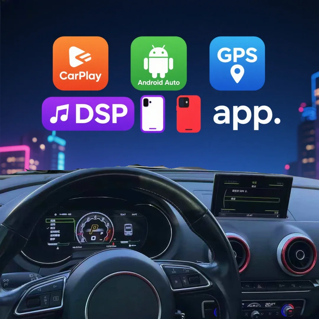 شاشة YLL Qled لأودي A3 2014 - 2020 أندرويد 13 راديو السيارة الوسائط المتعددة مشغل فيديو ستيريو نظام تحديد المواقع اللاسلكية CarPlay العنقودية الرقمية