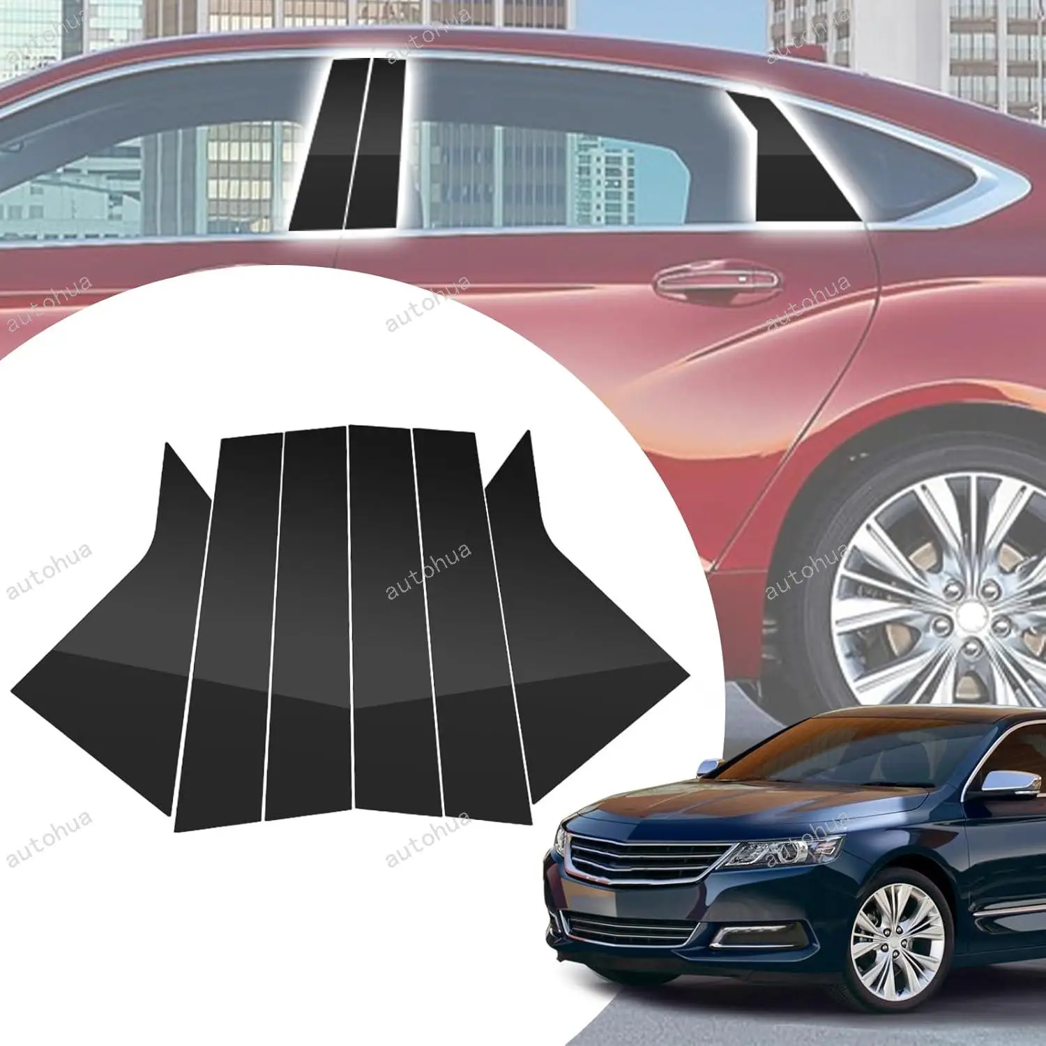 

Door Pillar Post Trim for Chevrolet Impala 2014-2020 Side Door Pillar Anti Scratch Glossy PC Stickers Cover Moldings 6-pcs