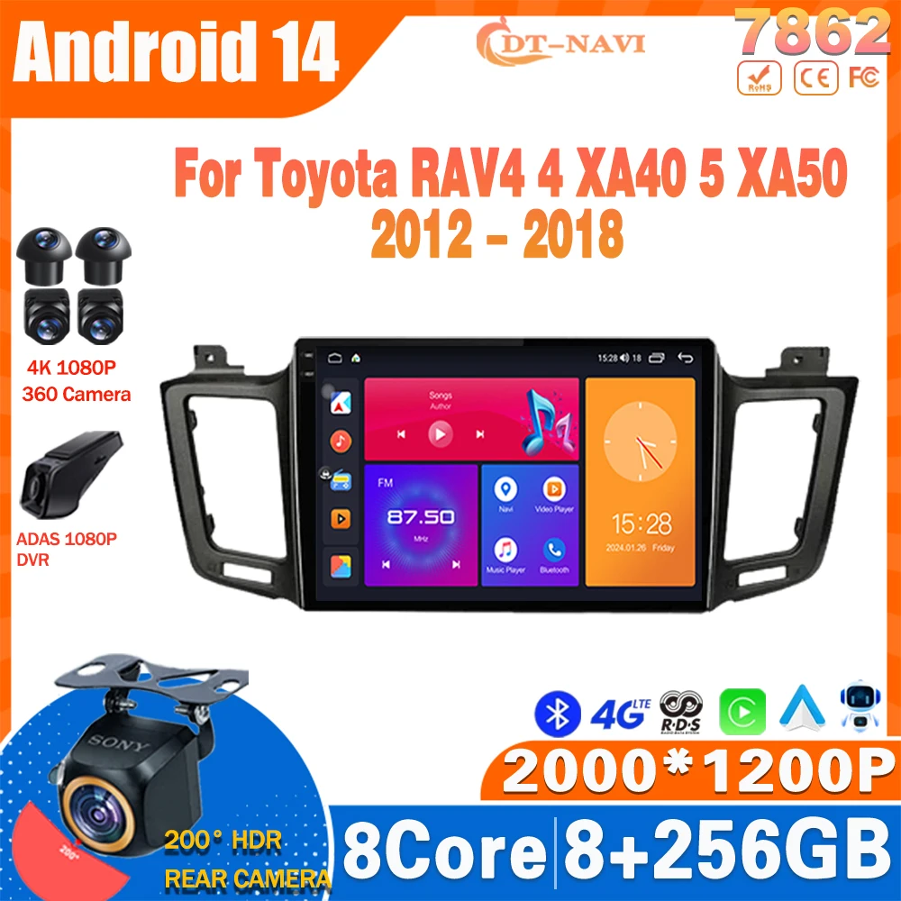 

Android 14 Car Radio For Toyota RAV4 4 XA40 5 XA50 2012 - 2018 Multimedia Video Player GPS Carplay Stereo NO 2Din DVD Head Unit