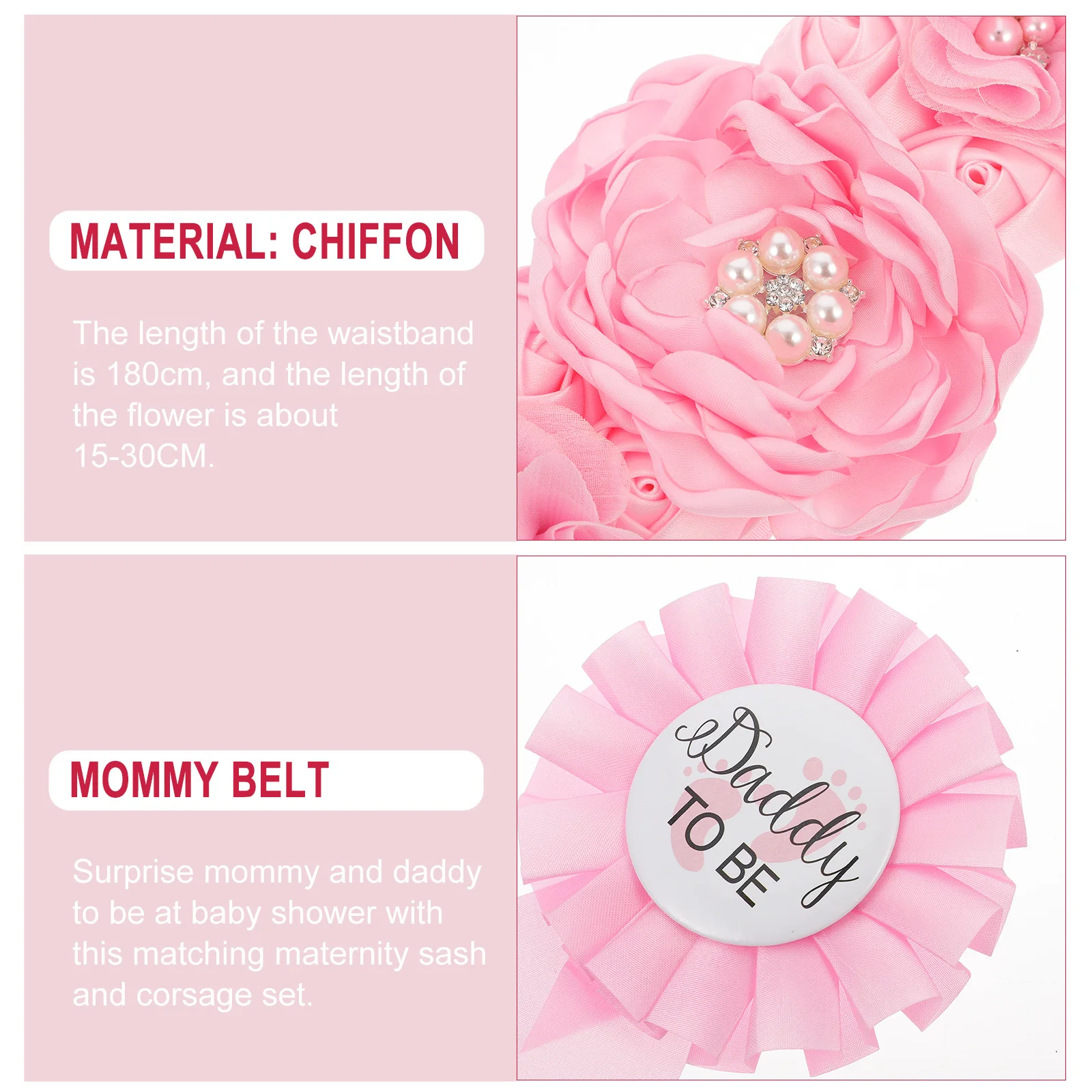 

1 set 1 Set Sash Corsage Set Premium Pregnancy Belly Belt For Maternity Belly Belt Shower Photo Prop Mommy Daddy Badge
