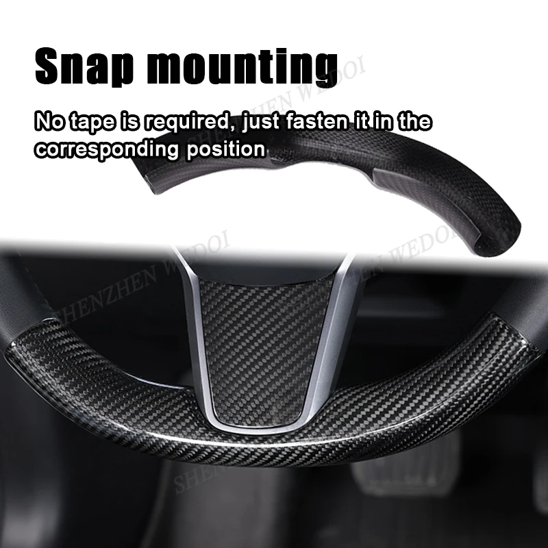 For Tesla Model 3 Model Y New Style Real Carbon Fiber Car Steering Wheel Protective Cover Car Interior Decorative Accessories
