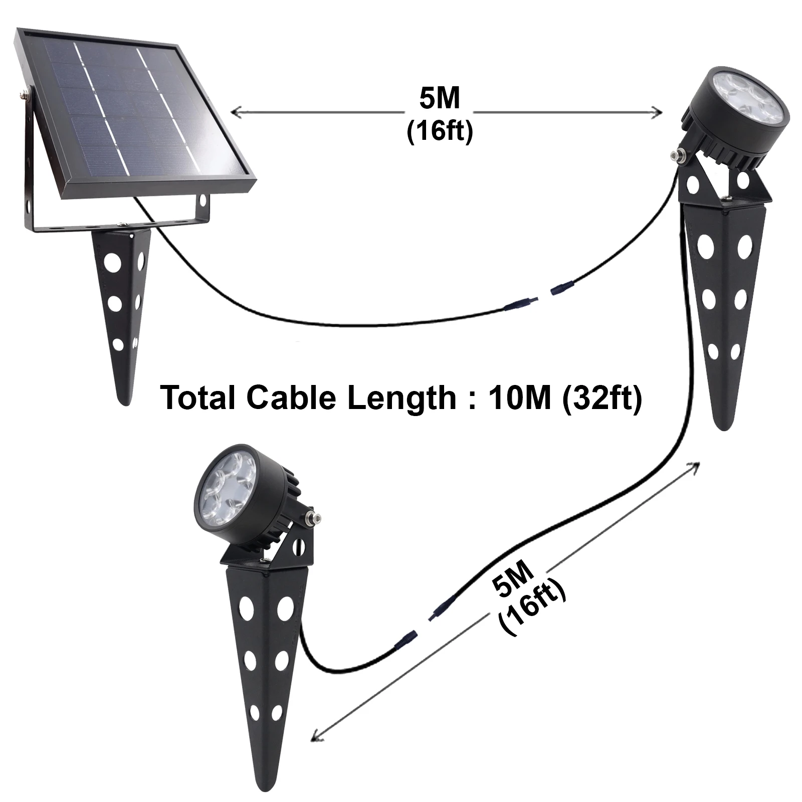 أضواء كاشفة خارجية مقاومة للماء لساحة الحديقة ، مصابيح سبوت الشمسية ، إضاءة ساقطة من ublight ، تشغيل وإيقاف تلقائي ، إرث ، 50X LED