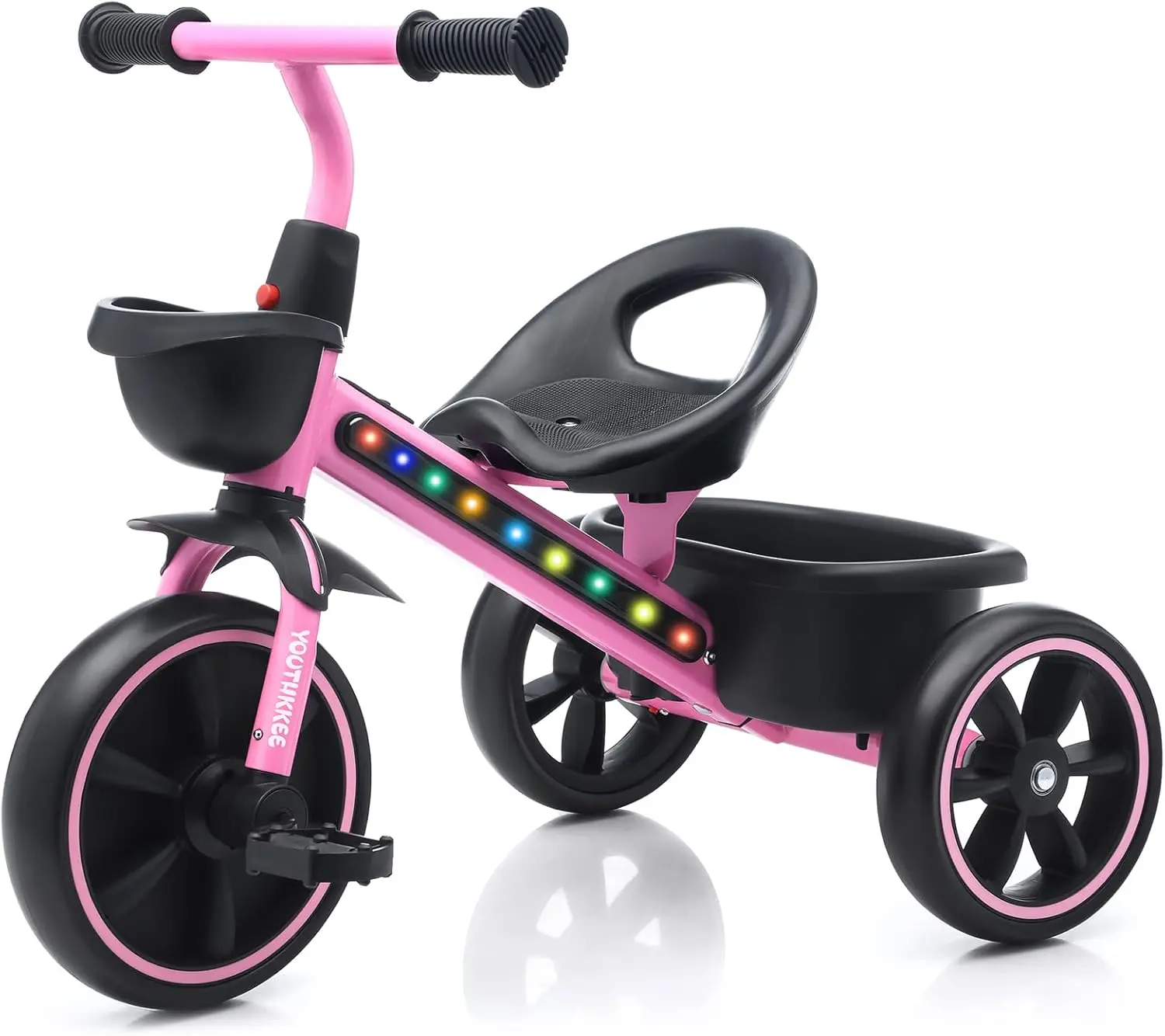 

Kids Tricycle with LED Lights for Toddlers 1-3 Years, Stable 3-Wheel Design & Storage Basket for Indoor Outdoor Ride