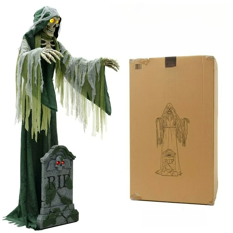 Factory Direct 2026 Halloween New Cemetery Reaper Electric Mechanical Ornament Haunted House Escape Room Amusement