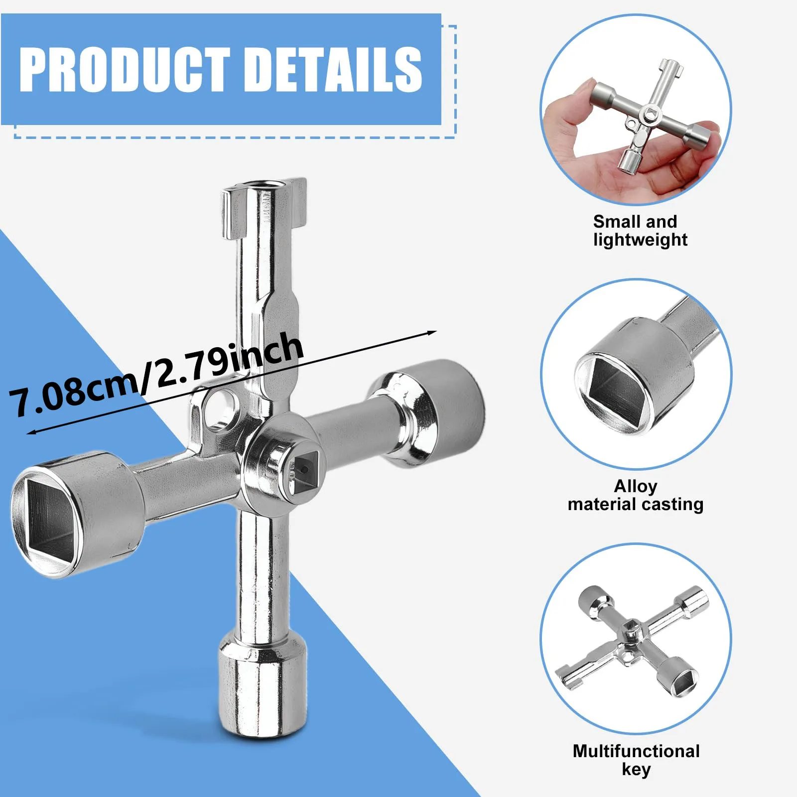 1pc Multi-functional Cross Wrench, Removal Tool for Faucets and Angle Valves, Universal for Household Water Pipe Maintenance