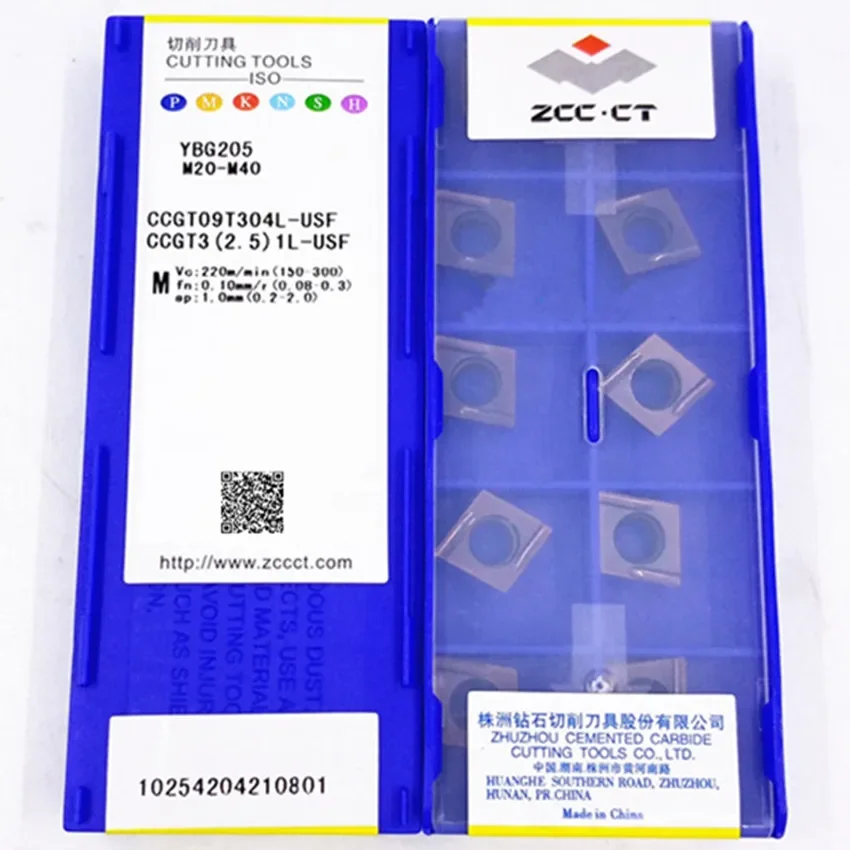 CCGT09T302R-USF YBG205/CCGT09T302L-USF YBG205/CCGT09T304R-USF YBG205/CCGT09T304L-USF YBG205 ZCC.CT insertos de carburo CNC 10 unids/caja