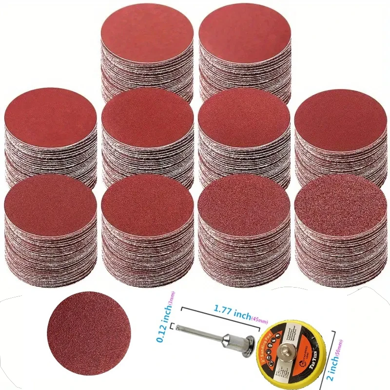 50-100pcs Set 2 inch Sanding Discs Pad Kit for Drill Grinder Rotary Tools with Backer Plate Includes 60-2000 Grit Sandpapers
