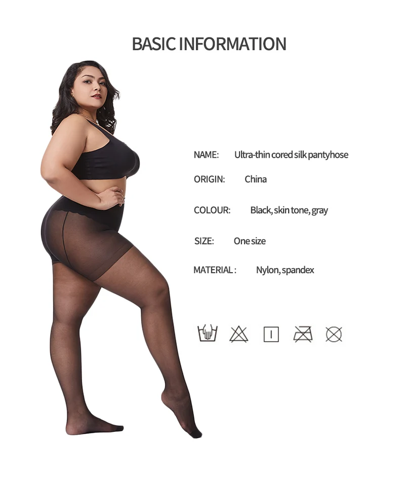 Sommer 20D Ultra dünne durchscheinende Strumpfhosen Große Größe Frauen Große Strumpfhosen Super Elastische Königin Größe Sexy Nylon Plus Größe Strümpfe – Detail 2