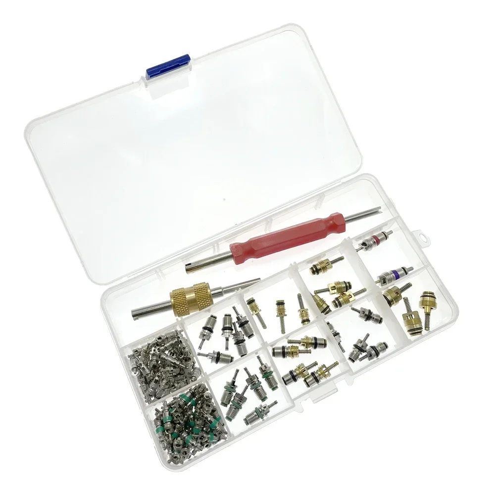 30-134PCS Car Air Conditioner Valve Cores Assortment A/C AC Shrader Valve Core & Tool R134 R12 HVAC Valves Kit Auto Accessories
