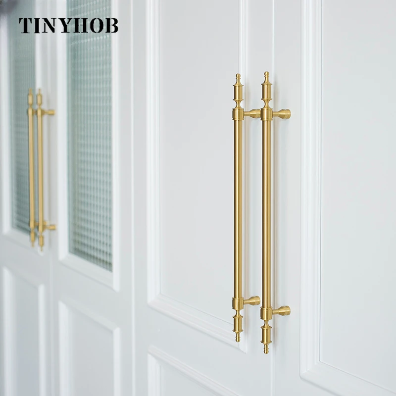 European Style/ Solid Brass Handles For Cabinets and Drawers Kitchen Cabinet Door Knob Furniture Gold Drawer Pull Hardware