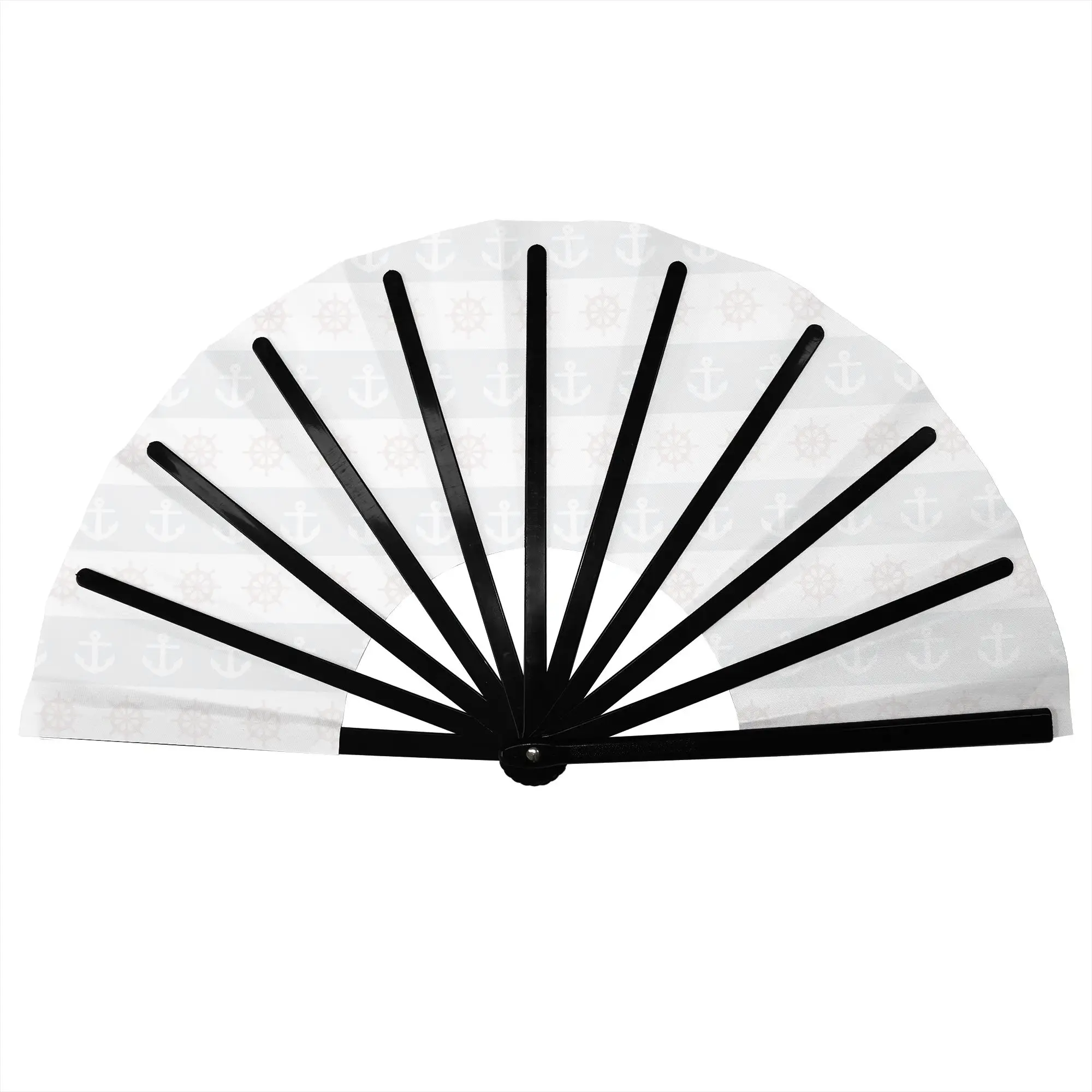 Nautical  Hand Fan Promotional Gift Wedding Ship Wheels & Anchors Durable Folding Fans Unique Bulk Pack Fan