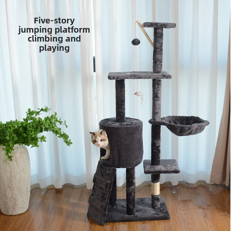 

Large Cat Tree Condo with Scratching Posts for Big Cats Multi Level Cat Tower with Perches and Hammock