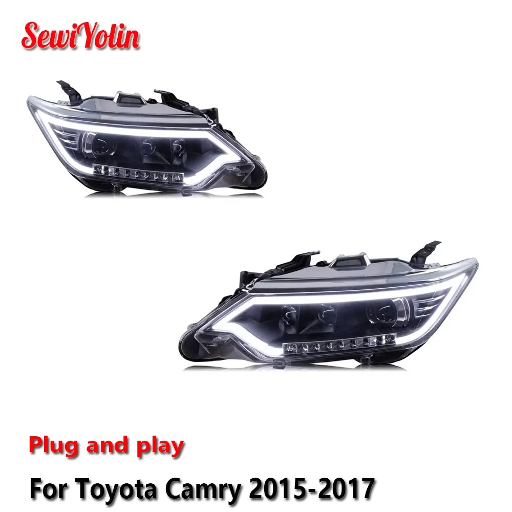 

Автомобильные светодиодные фары в сборе для Toyota Camry 2015-2017 авто противотуманные фары DRL тормозной указатель поворота Plug and Play