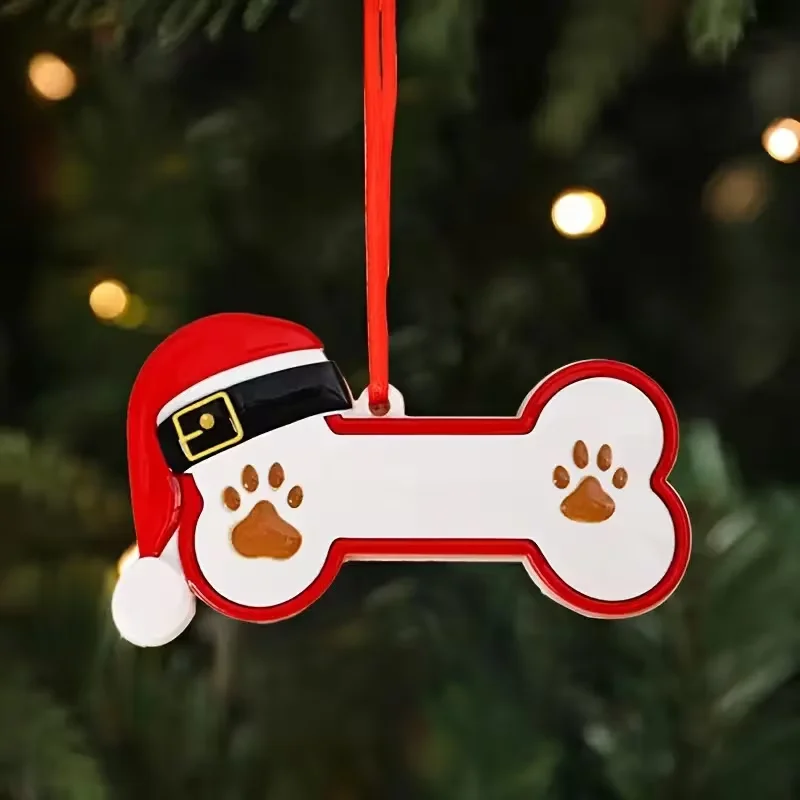 Flat Acrylic Christmas Pendant Bone Pet Dog Christmas Gift Ornament Hanging Decoration