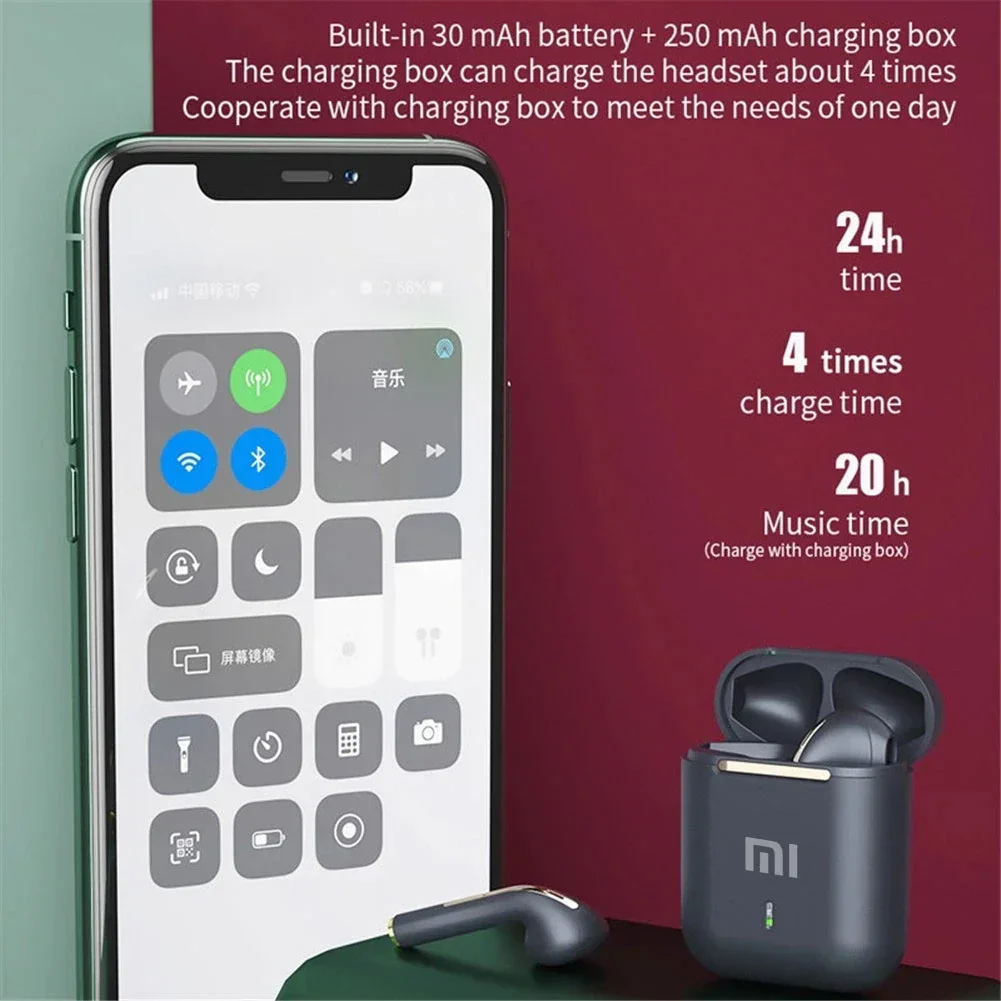 Xiaomi J18 صحيح سماعة لاسلكية تعمل بالبلوتوث 5.3 سماعة الحد من الضوضاء HiFI داخل الأذن ستيريو مع هيئة التصنيع العسكري اللمس سماعات رأس رياضية مقاومة للماء