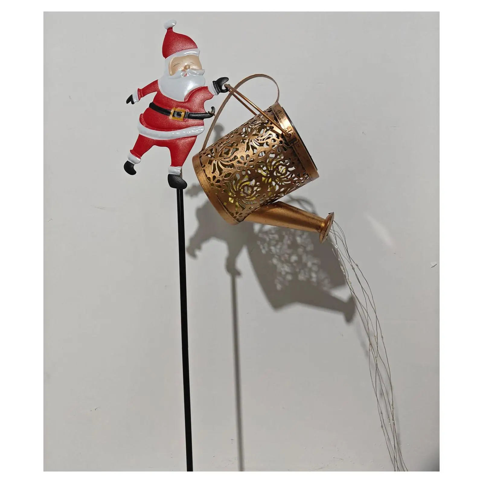 Yard Light Solar Santa Claus Watering Can Stake Flexible String Landscape Decor for Garden Path and Porch