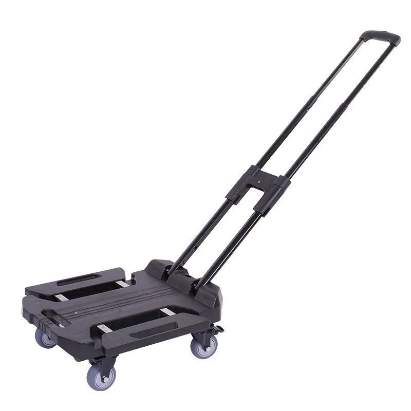 Household foldable flat trolley, portable tie rod handling trailer, cargo trolley