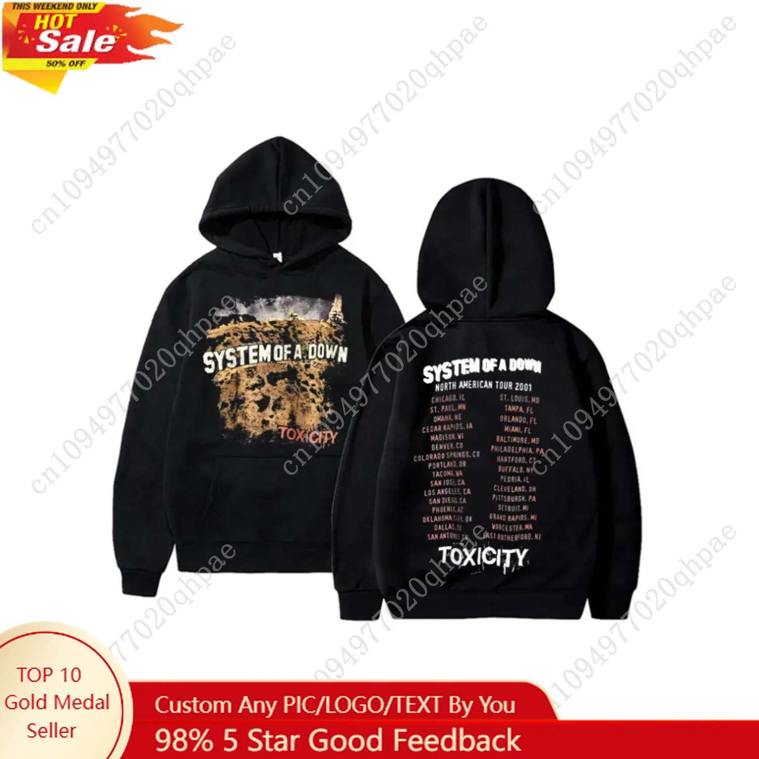 

Rock Band System Of A Down Toxicity Tour Hoodie Men Women Gothic Punk Vintage Hooded Sweatshirt Men's Fleece Oversized Hoodies