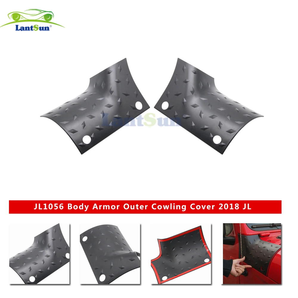 

SXMA JL1056 Cowl Body Armor Outer Engine Hood Cowling Cover Protector For Jeep Wrangler JL 18+ Black Abs 2pcs
