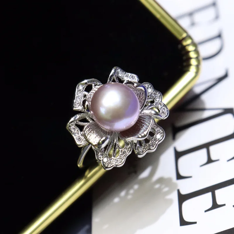 

Freshwater Pearl Ring for Women 8-9mm Slightly Blemished Smooth Surface Good 18k Gold Plated Micro Inlay Craft Fashion Jewelry 1