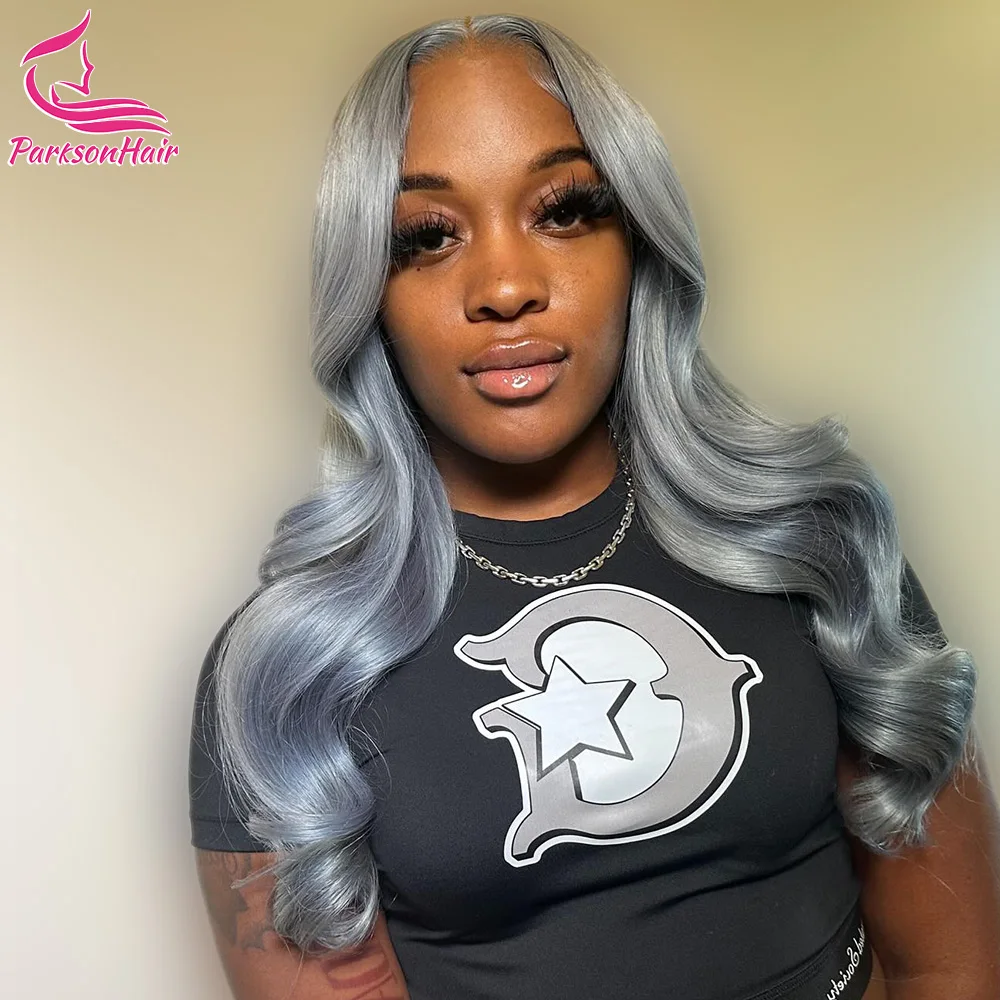 13x4 13x6 Transparent Lace Frontal Wig Brazilian613 Colored Grey  Body wave Human Hair T Part Lace Front Wigs Pre Plcuked