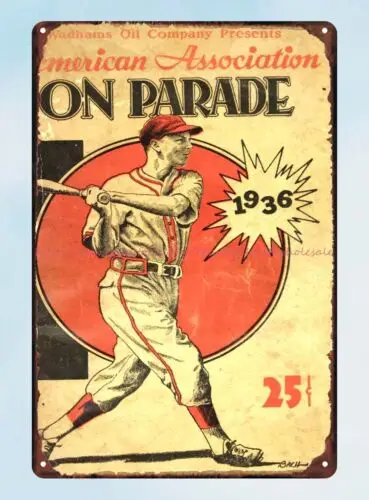 1936 American Association On Parade Book baseball game metal tin sign art wall