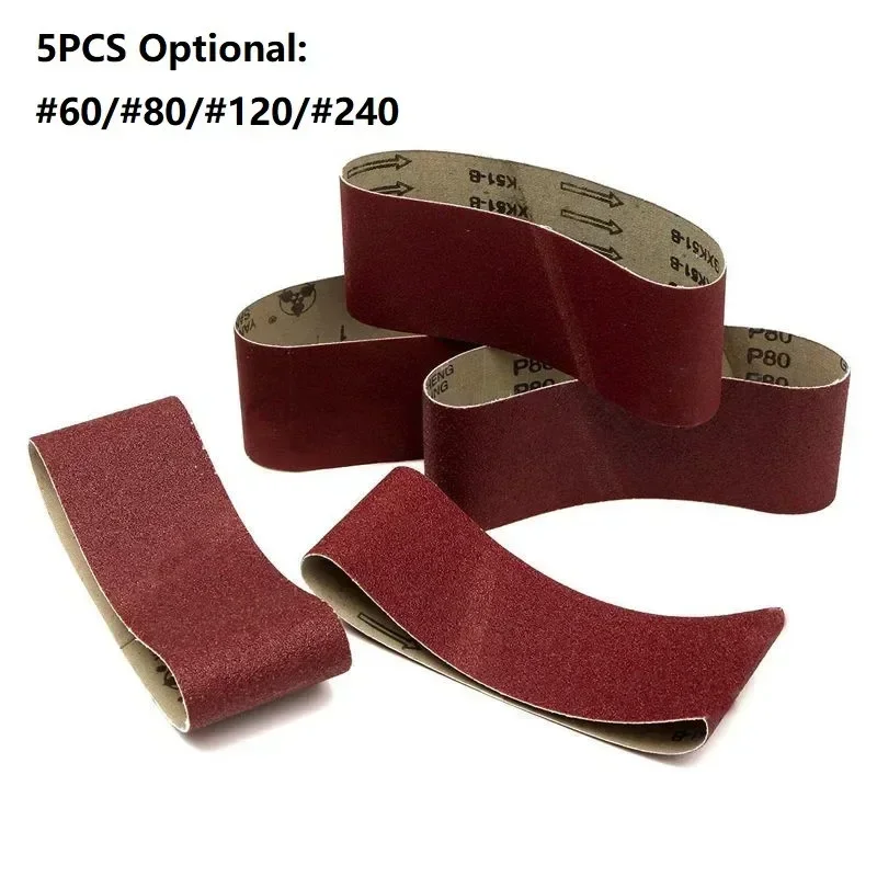 5PCS Sanding Belts Aluminium Oxide Woodworking Sandpaper 60-240grit Abrasive Sander Belt Sanding Disc Sand Paper 75x457mm