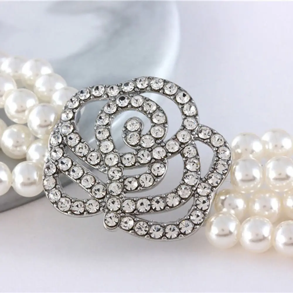 Four Rows Pearls With Rhinestone Jewelry For Cat and Dog Dog Choker Dog Chain Pet Supplies Cat Jewelry Pet Collar Dog Necklace