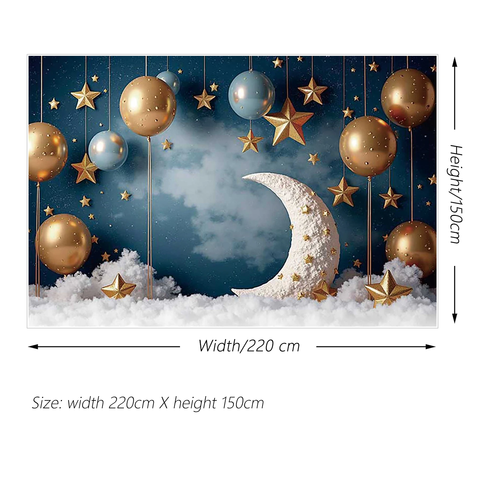 MOON.QG 新生児 1 歳の誕生日写真背景バルーンブルー壁ムーンパーティー装飾背景スタジオベビーシャワー