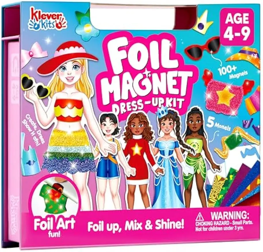 Joyfy Folienmagnet-Anziehset, 2-in-1, modisches DIY-Bastelset für Kinder, Papierpuppen, Reiseaktivität, Geburtstagsgeschenke mit Präsentationsbox