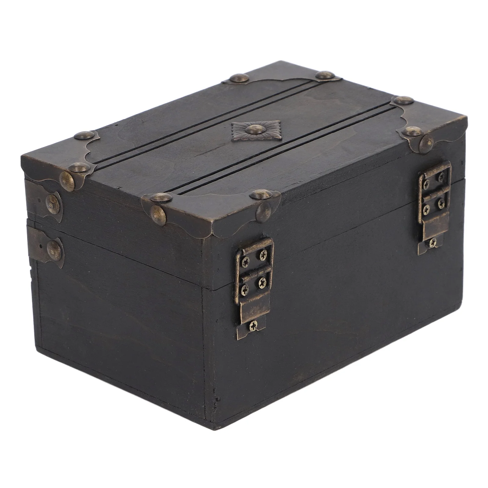 Vintage Wooden Jewelry Storage Box Treasure Chest Case Trinket Box Desk Decoration for Storing Necklace Rings Earrings