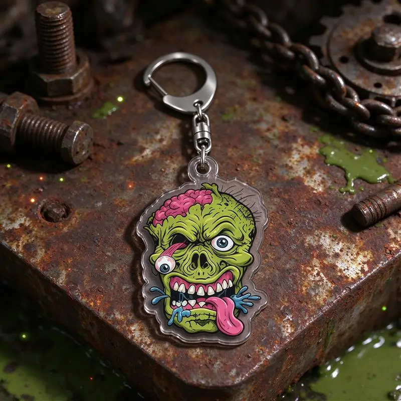 Wear Resistant Exquisite Vintage Creepy Whimsical Gothic Sweet Cool Skull Holiday Gift Bag Charm Acrylic Keychain 5cm