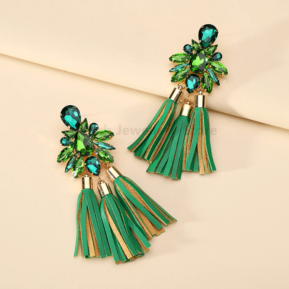 New Luxury Fashion Long Crystal Tassel Dangle Drop Earrings For Women 2023 Unique Trendy Design Elegant Jewelry Ear Accessories