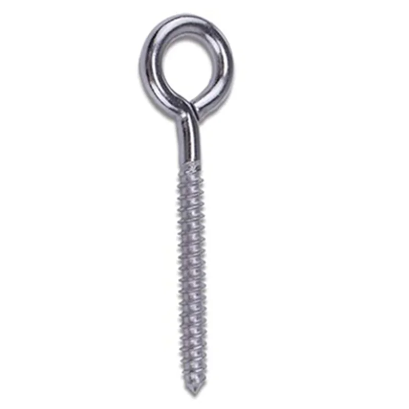 

AA49 50 Pack Stainless Steel Eye Shape Screws Metal Hook Wood Terminal Ring Eyelet Hooks Self Tapping Screws M6