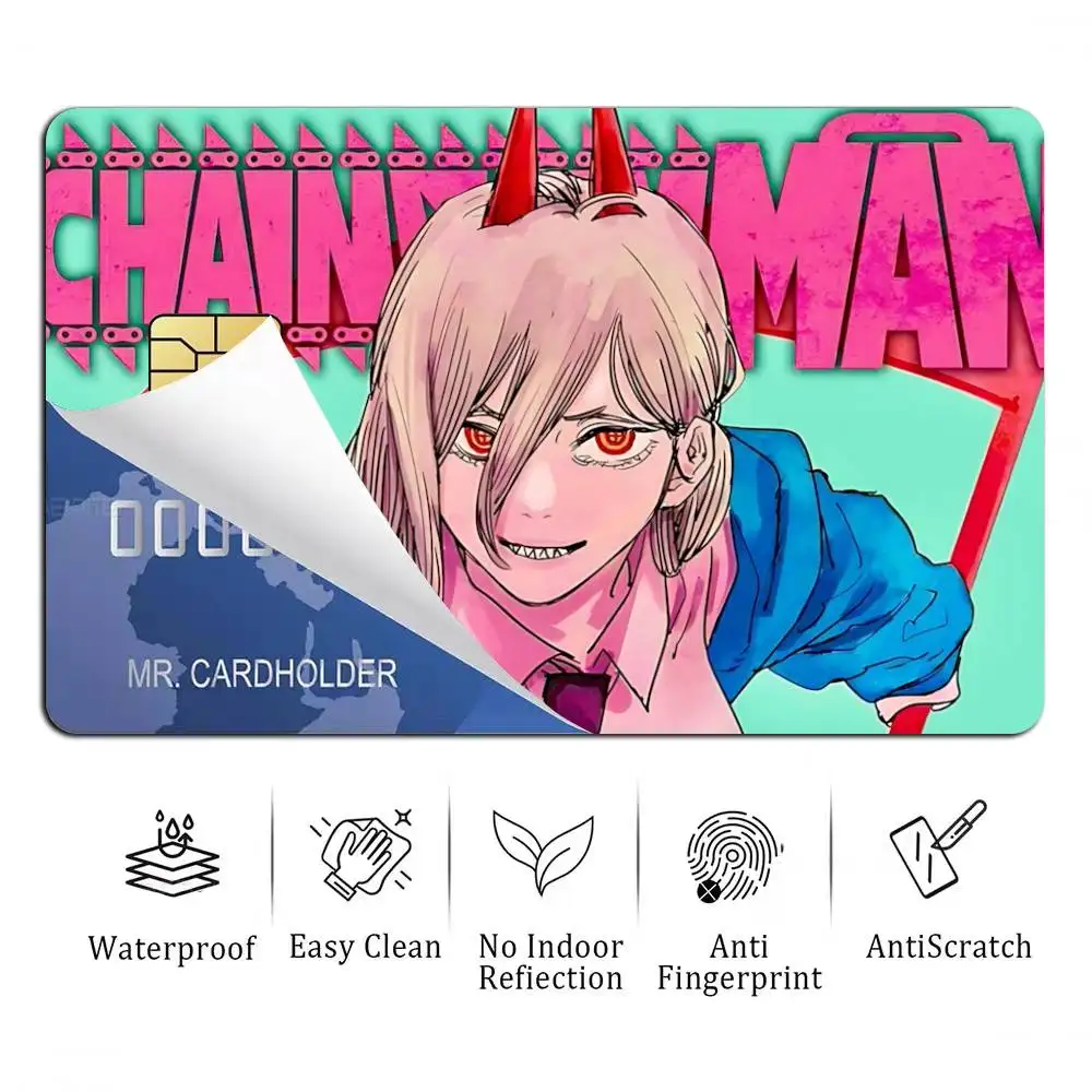 M-Makima Anime C-ChainsawMan Card Stickers for Bank Access Protective Waterproof Film Cover Sticker Gift