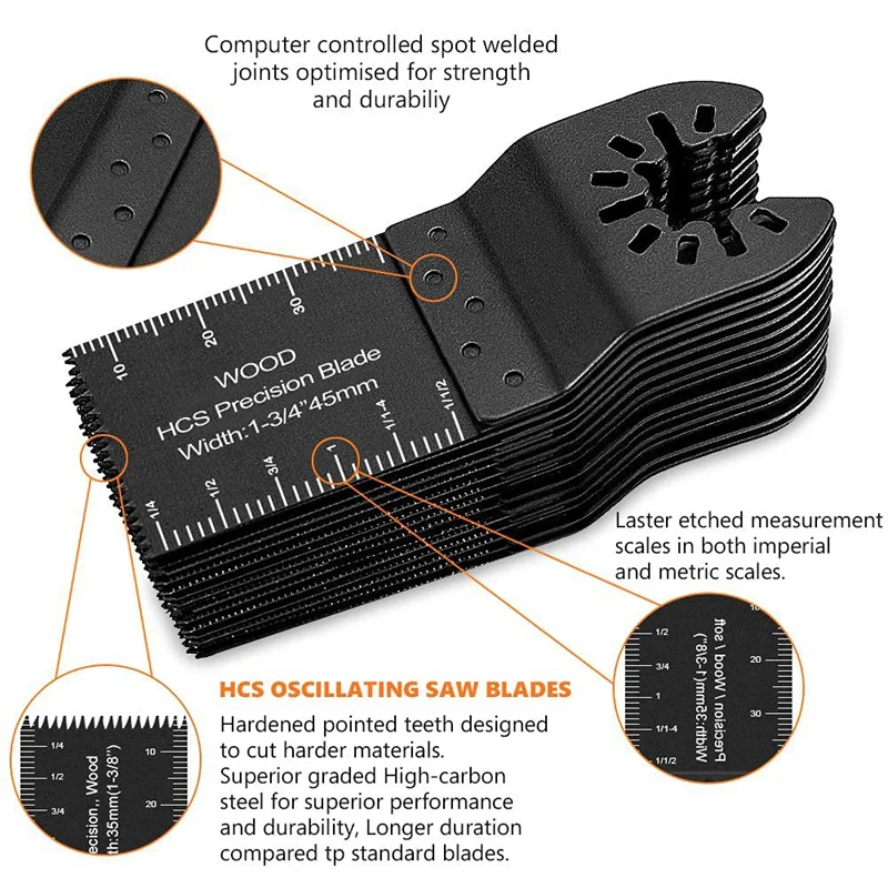 21er-Pack Multitool-Klingen, oszillierende Sägeblätter für Holz, Kunststoffe, Metall, oszillierende Werkzeugklingen mit Schnellverschluss