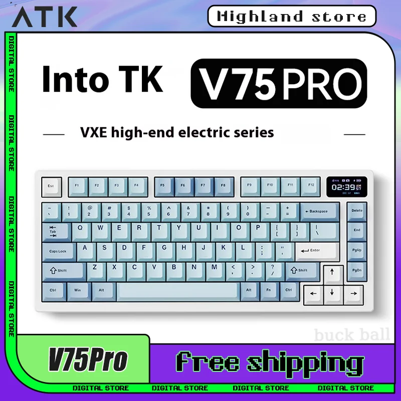 

VXE ATK V75Pro Gamer Mechanical Keyboard Wireless Bluetooth Keyboards RGB Blacklit Hot-Swap 2.4G 3 Mode Gaming PC Keyboards Gift