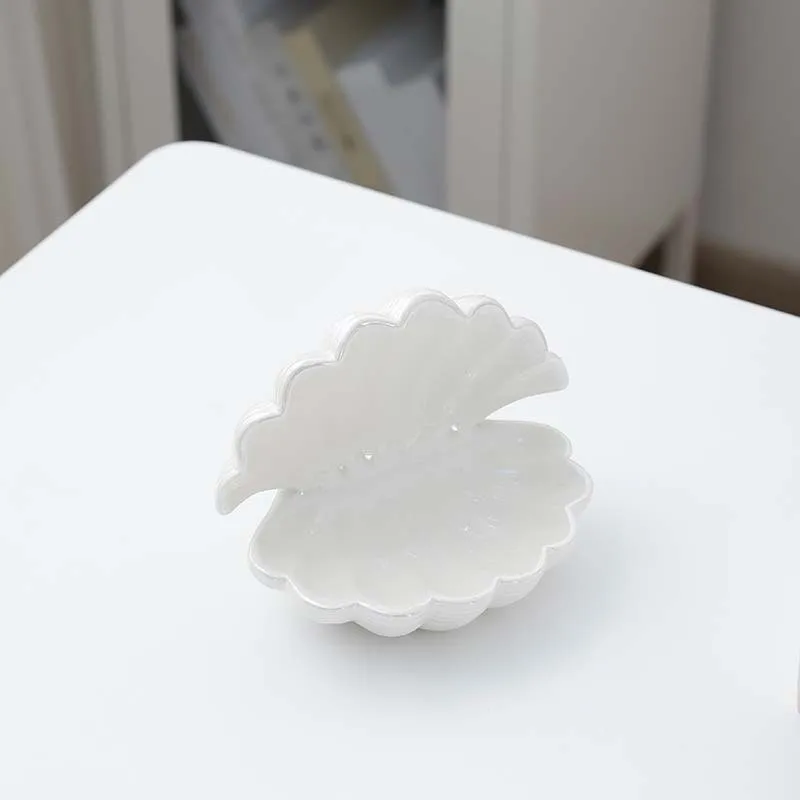 Ceramic Creative Shell Jewelry Tray, Earrings Ring Display Plate, Dressing Table Crafts, Small Ornaments