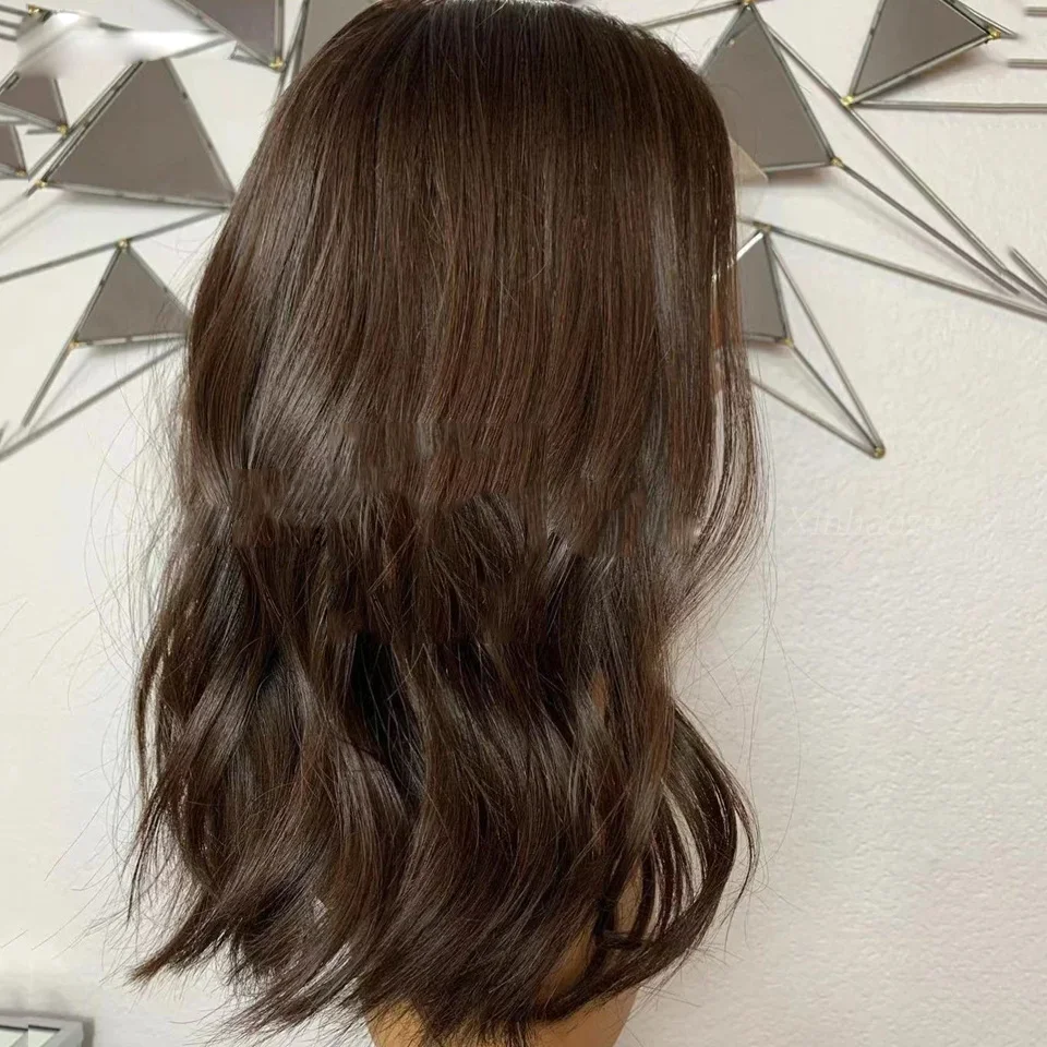 Glueless Soft Dark Brown Wave 30inch 5x5 Silk Base Jewish Human Hair Wig With Baby Hair HD Lace European Hair Preplucked Daily