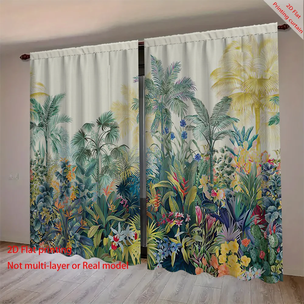 

Tropical plant printed curtains, dreamy home decoration, suitable for living rooms, bedrooms, balconies, window sunshades